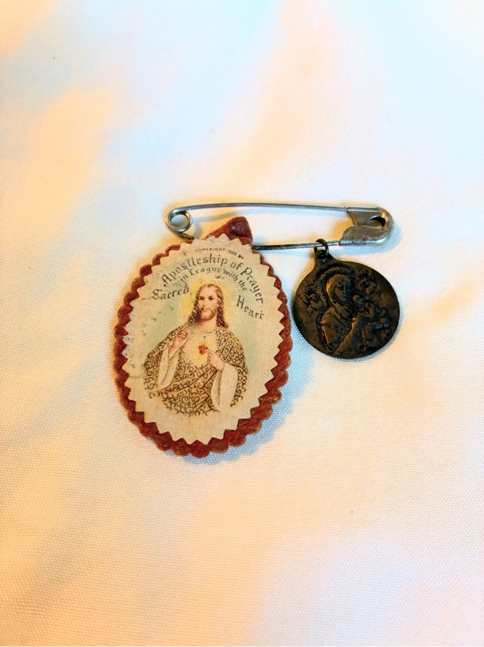 Vintage Apostleship Of Prayer Sacred Heart & Our Lady Of Perpetual Help Catholic